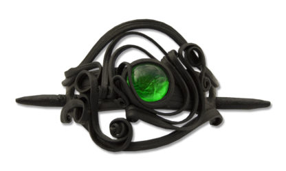 Hairgrip with glass (round green) - pin