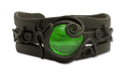 Armband with glass (round green)